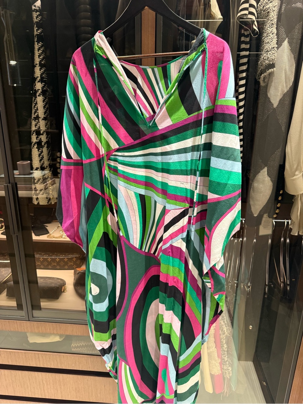 Emilio Pucci Multicolor Striped & Swirl Maxi Dress